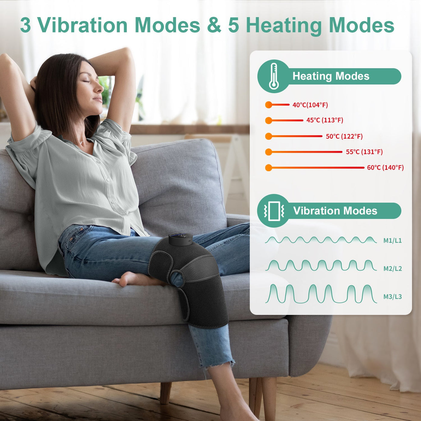 Medcursor Plush Cordless Vibratory Knee Massager with Heat