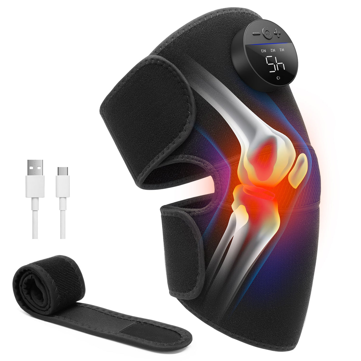 Medcursor Plush Cordless Vibratory Knee Massager with Heat