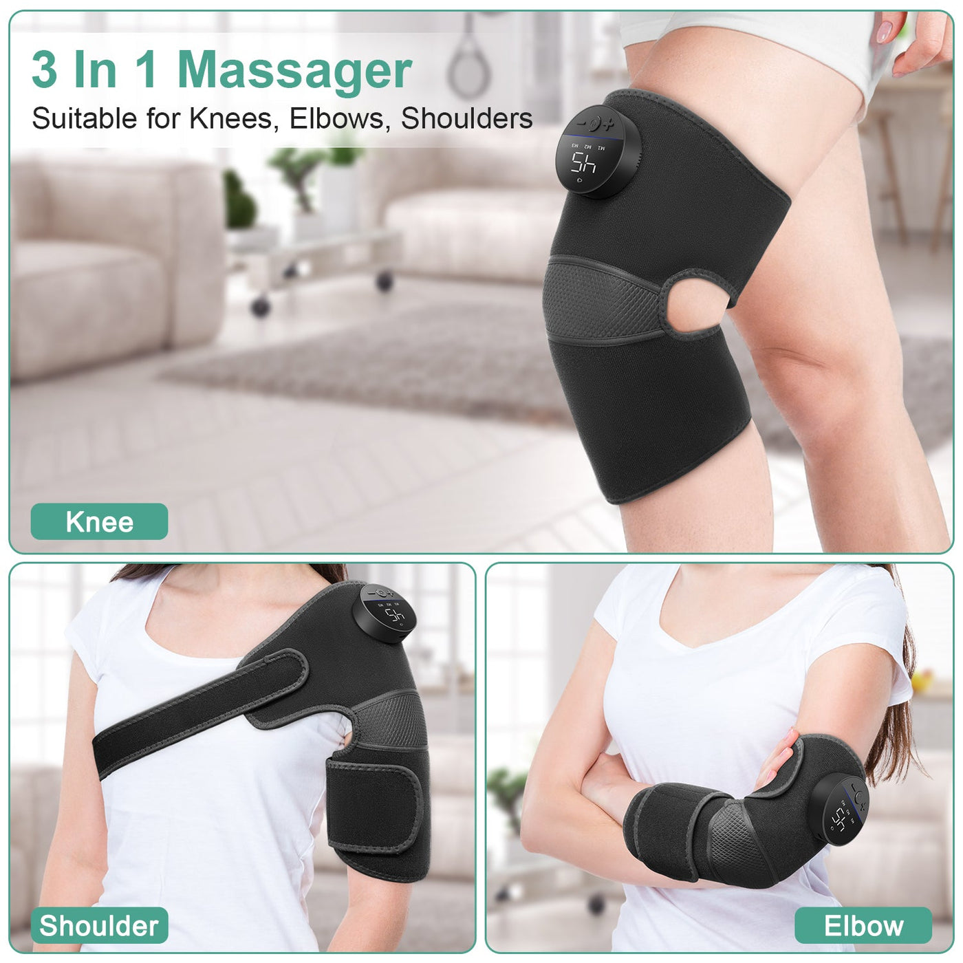 Medcursor Plush Cordless Vibratory Knee Massager with Heat
